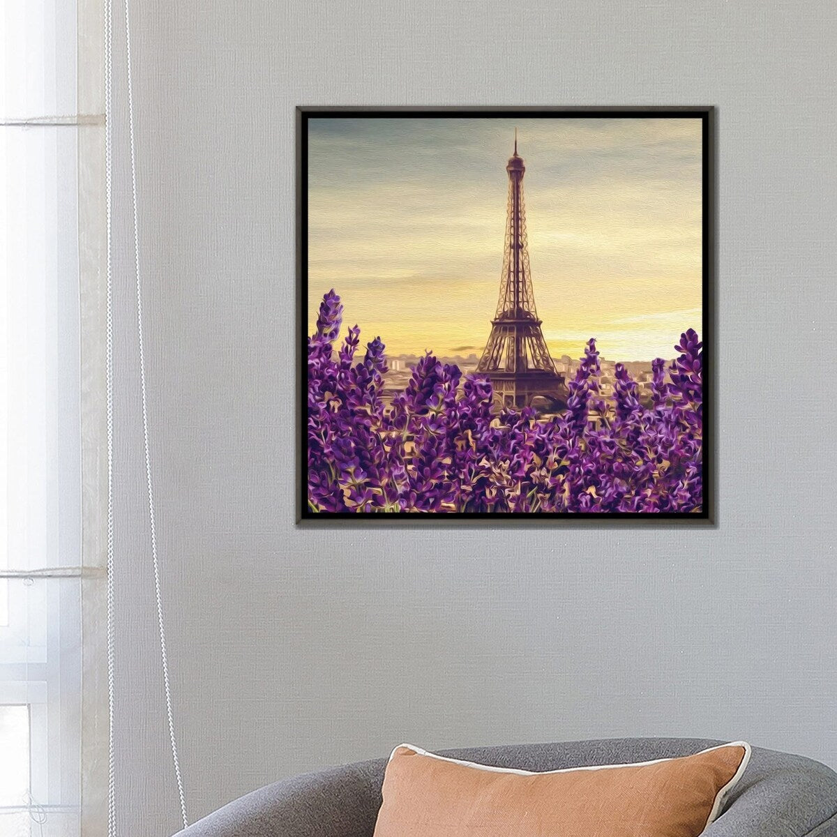 iCanvas "Blooming Lavender Against Of Paris" by Ievgeniia Bidiuk Framed