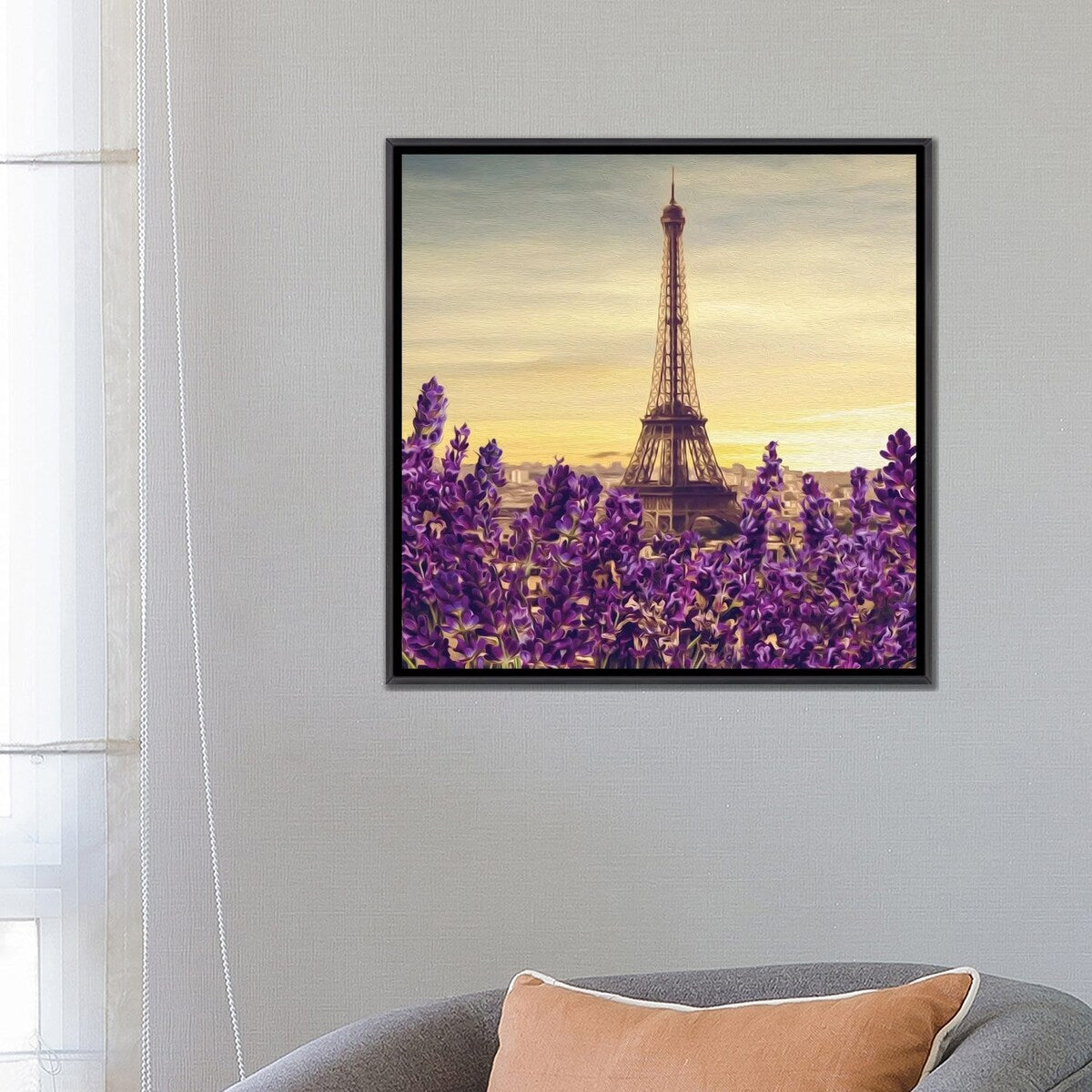 iCanvas "Blooming Lavender Against Of Paris" by Ievgeniia Bidiuk Framed