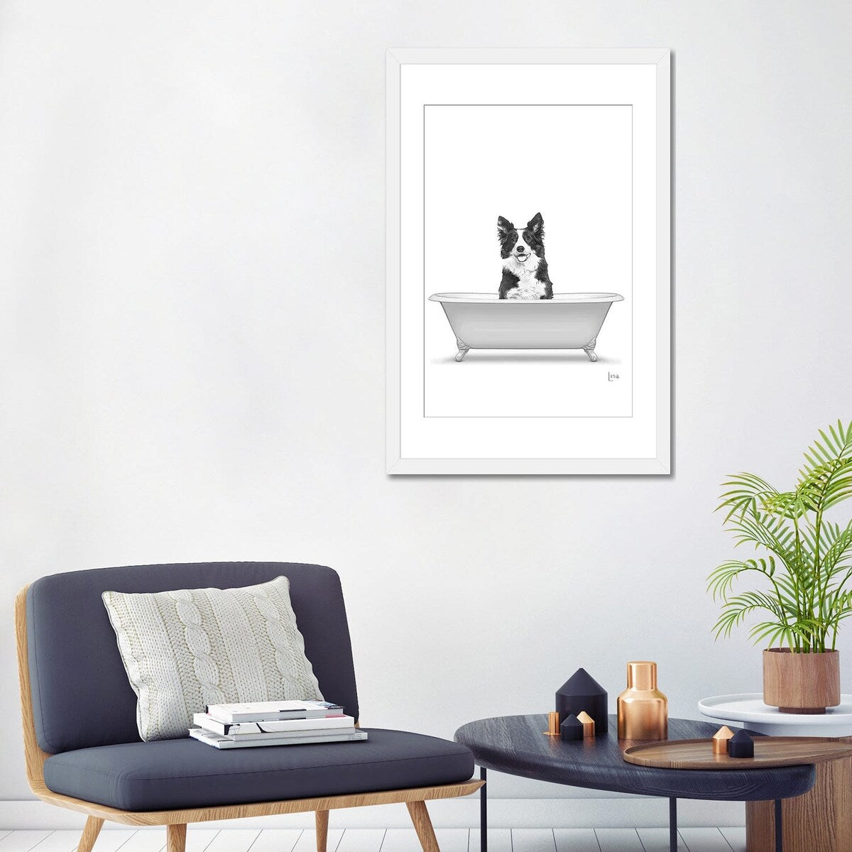 iCanvas "Border Collie Dog In Bathtub" by Printable Lisa's Pets