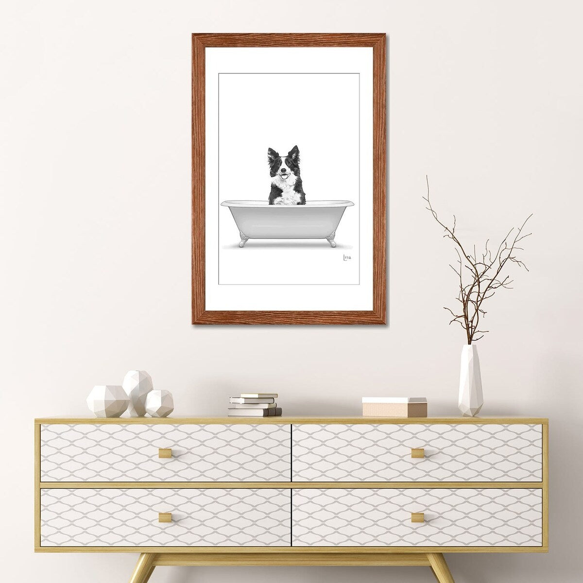 iCanvas "Border Collie Dog In Bathtub" by Printable Lisa's Pets