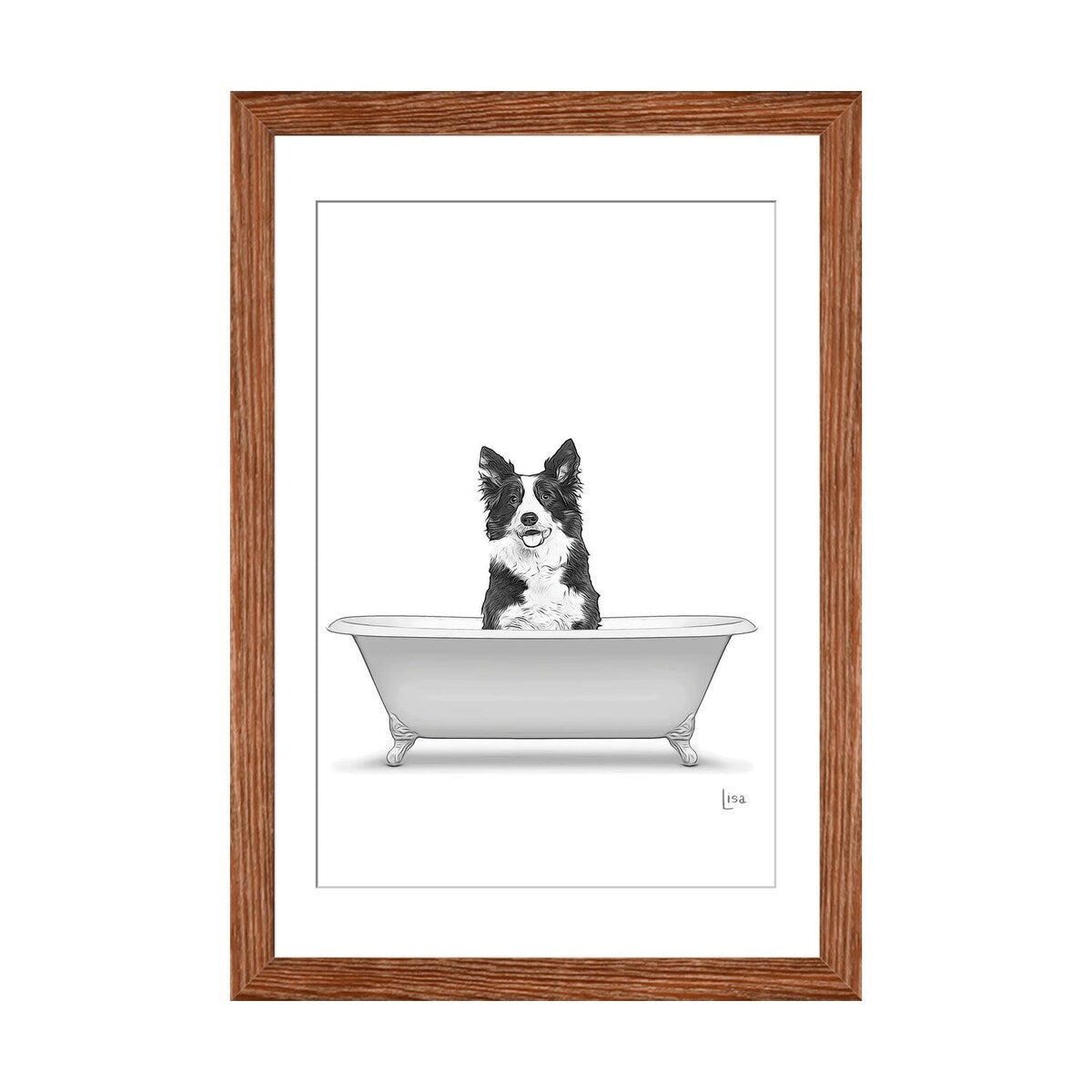 iCanvas "Border Collie Dog In Bathtub" by Printable Lisa's Pets