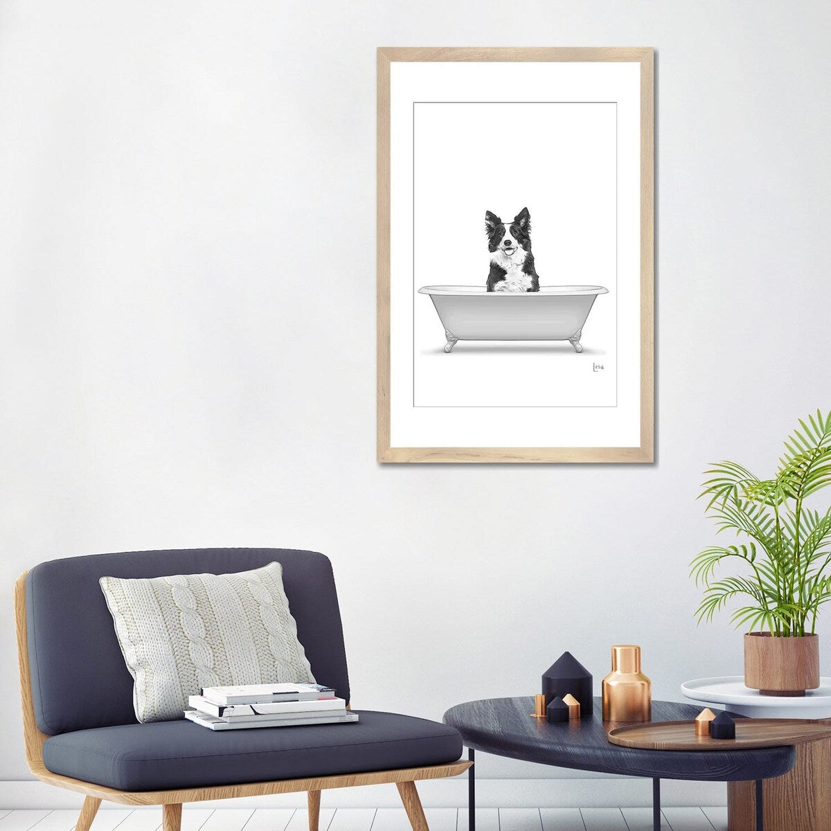 iCanvas "Border Collie Dog In Bathtub" by Printable Lisa's Pets
