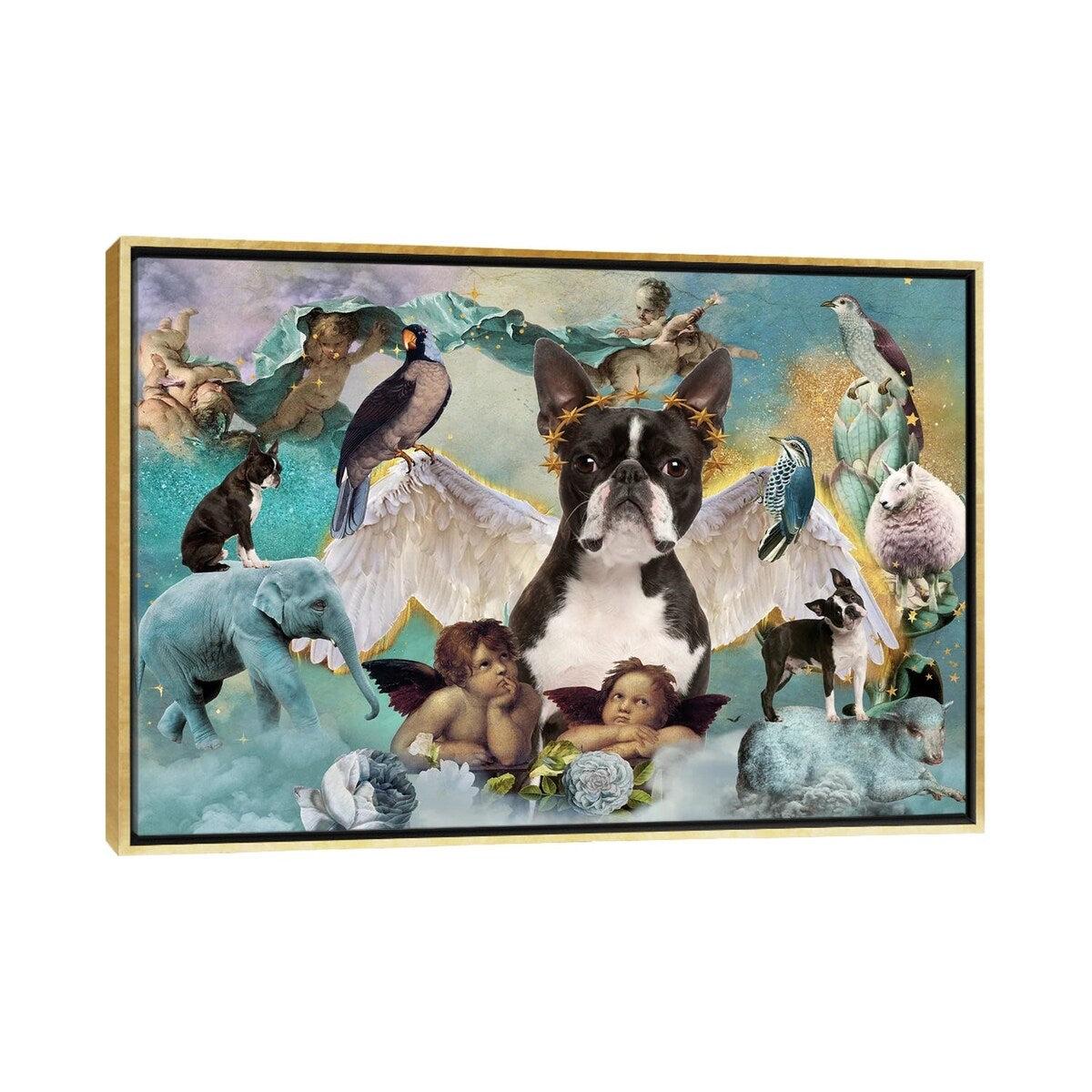iCanvas "Boston Terrier All Dogs Go To Heaven" by Nobility Dogs Framed