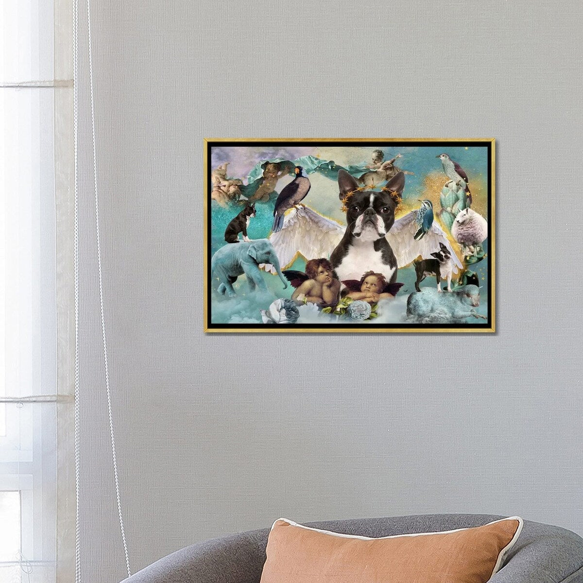 iCanvas "Boston Terrier All Dogs Go To Heaven" by Nobility Dogs Framed