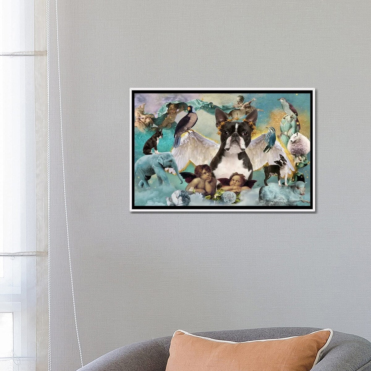 iCanvas "Boston Terrier All Dogs Go To Heaven" by Nobility Dogs Framed