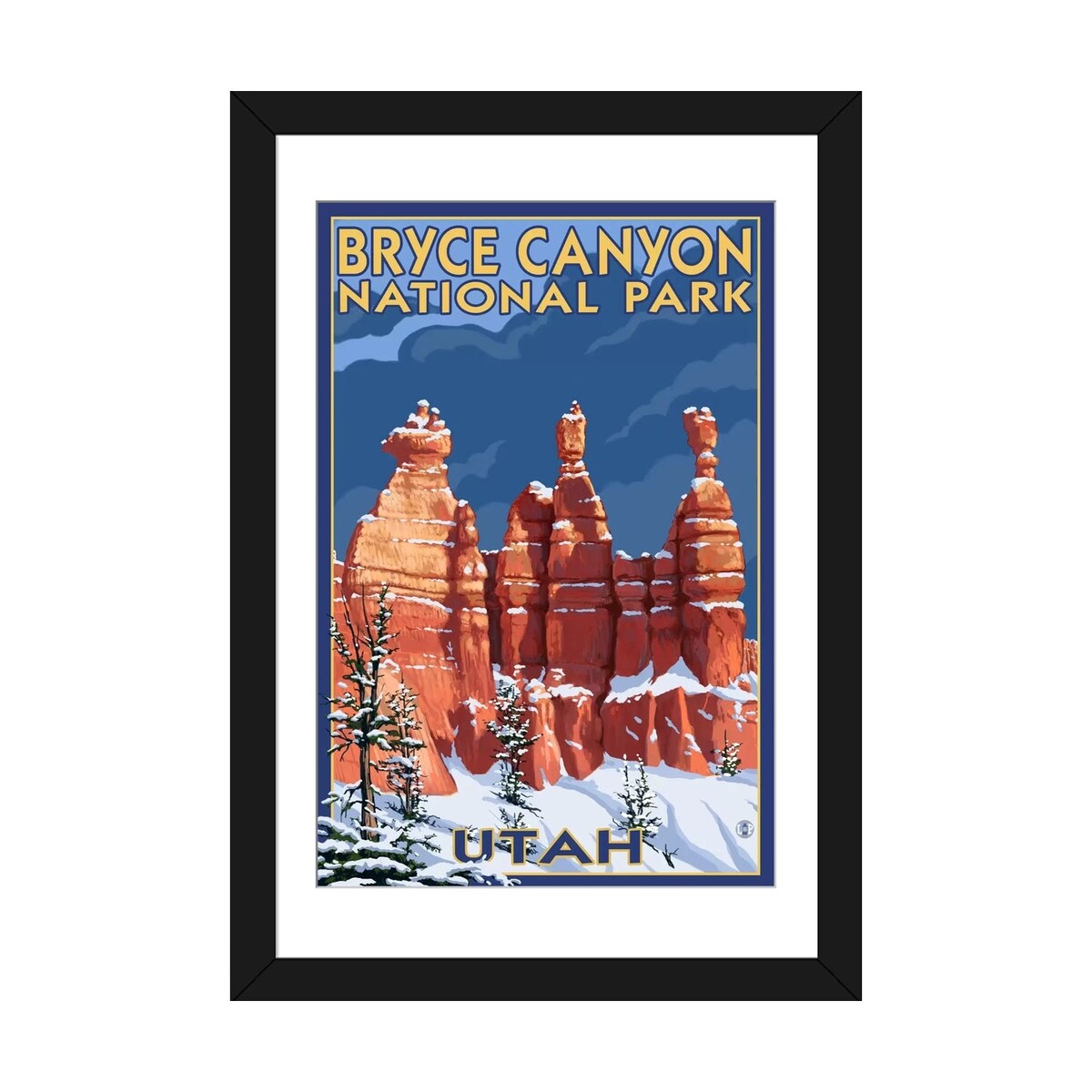iCanvas "Bryce Canyon National Park (Three Hoodoos In Winter)" by Lantern Press