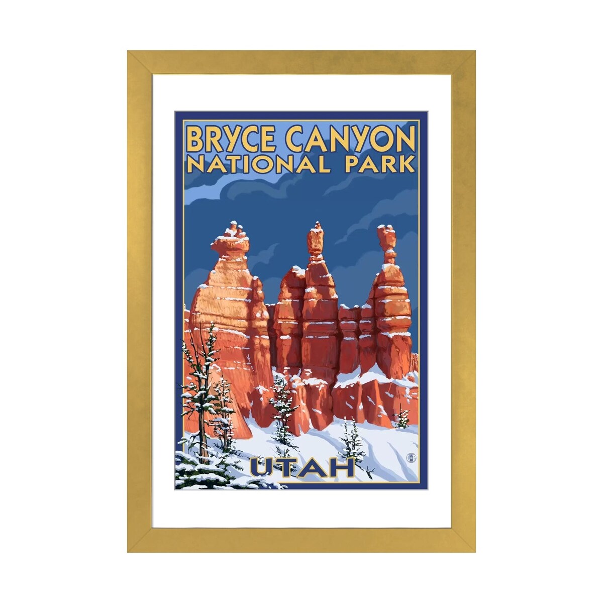 iCanvas "Bryce Canyon National Park (Three Hoodoos In Winter)" by Lantern Press