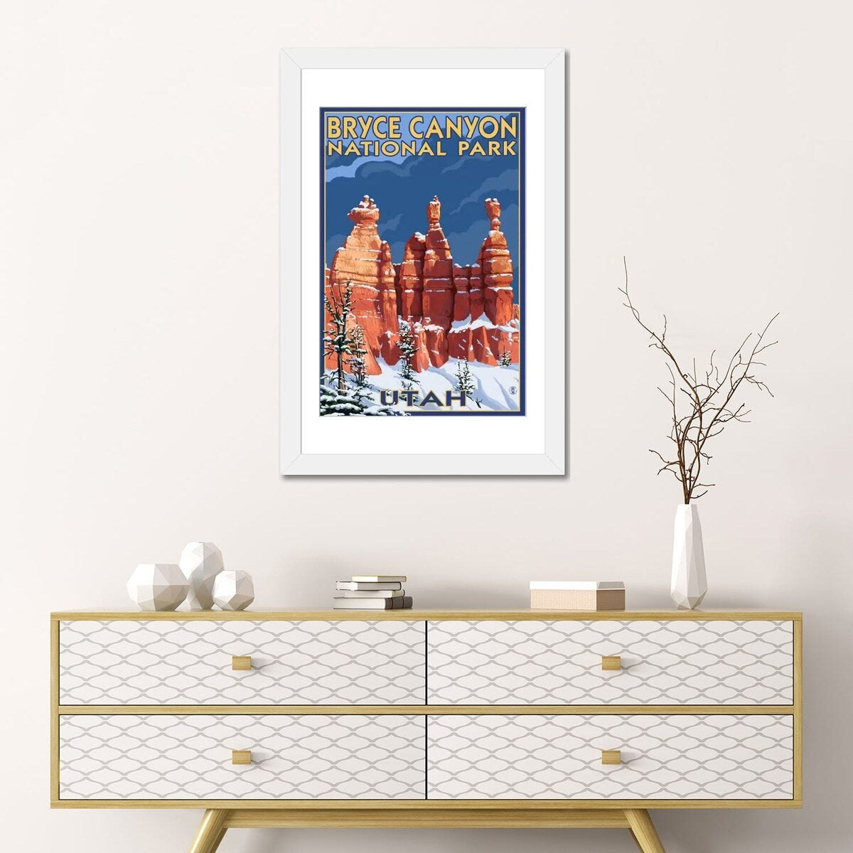 iCanvas "Bryce Canyon National Park (Three Hoodoos In Winter)" by Lantern Press
