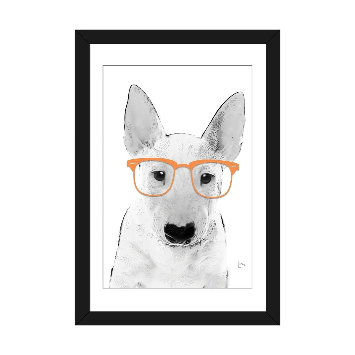 iCanvas "Bullterrier With Orange Glasses" by Printable Lisa's Pets