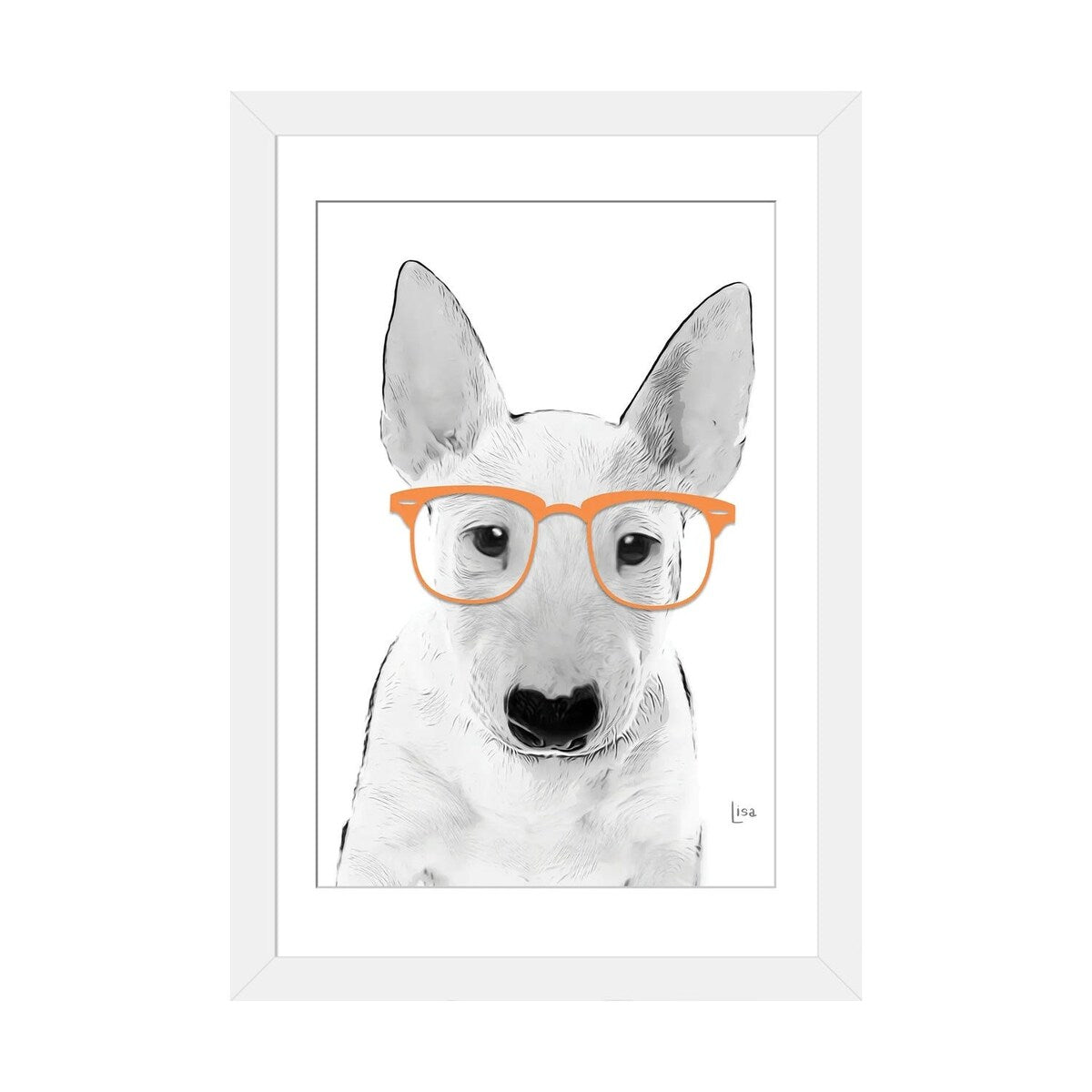 iCanvas "Bullterrier With Orange Glasses" by Printable Lisa's Pets