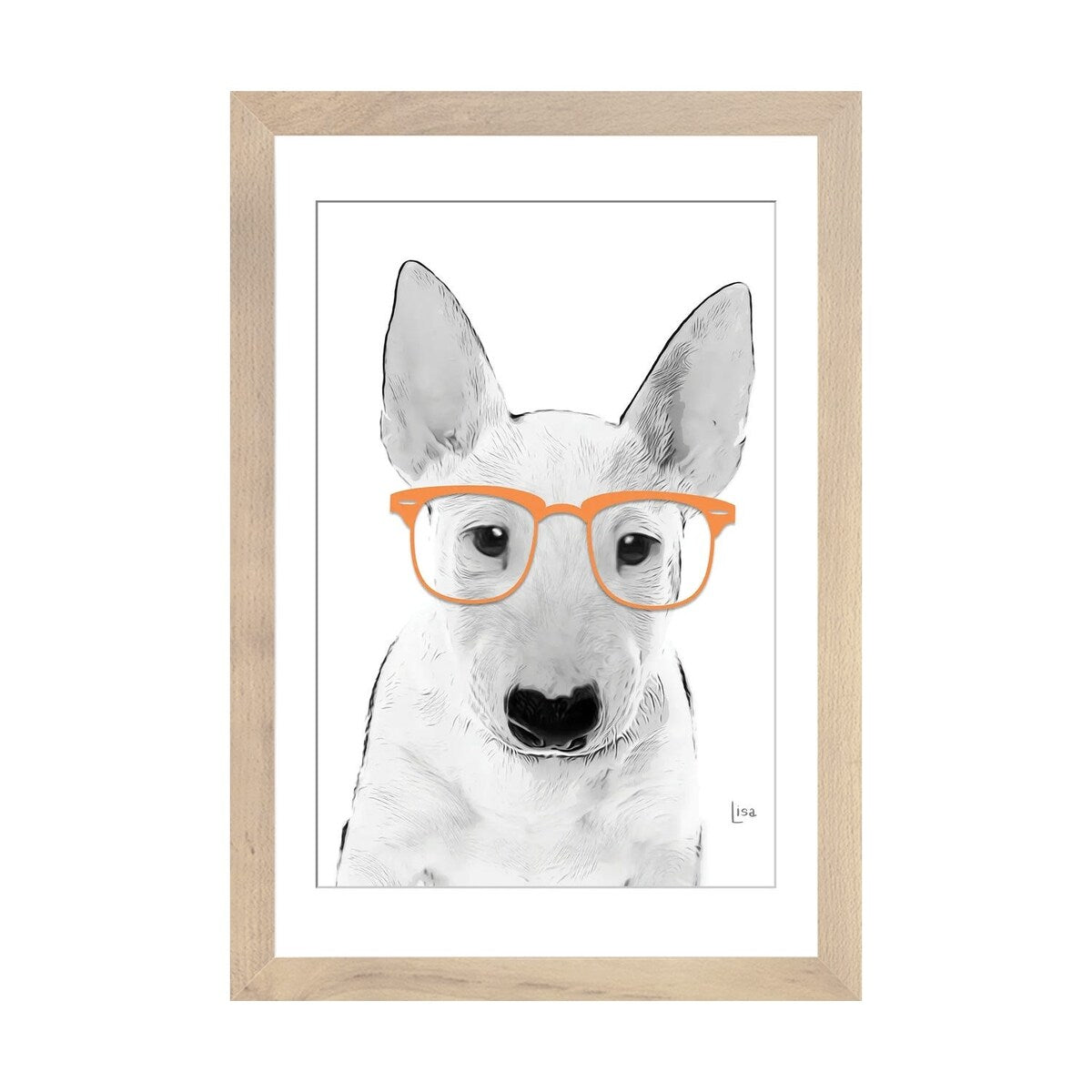 iCanvas "Bullterrier With Orange Glasses" by Printable Lisa's Pets