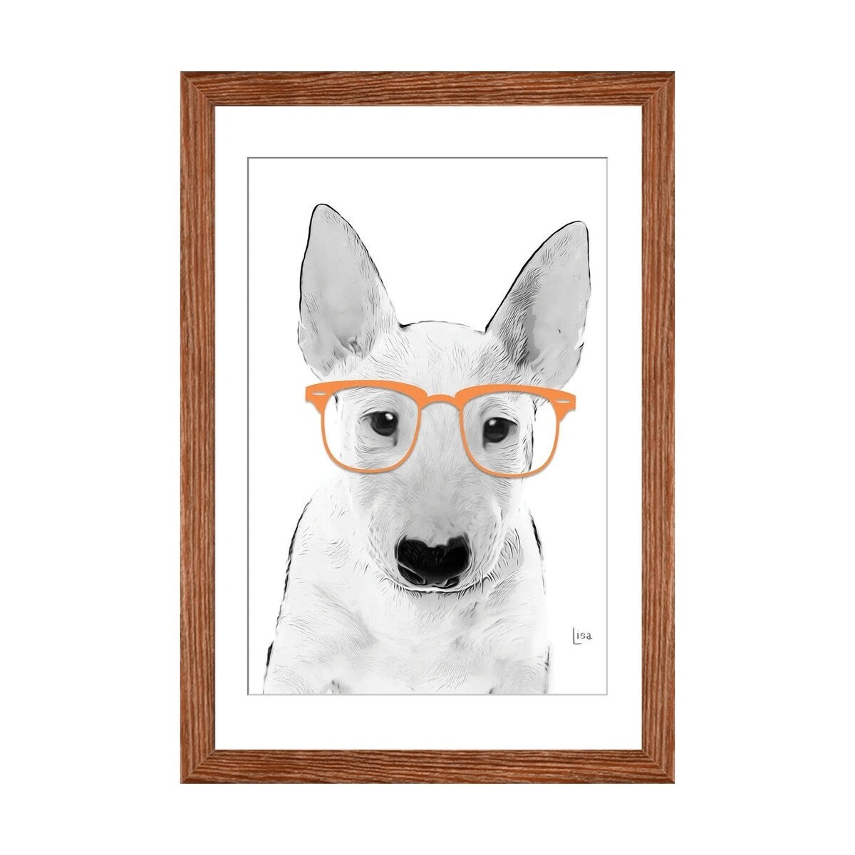 iCanvas "Bullterrier With Orange Glasses" by Printable Lisa's Pets