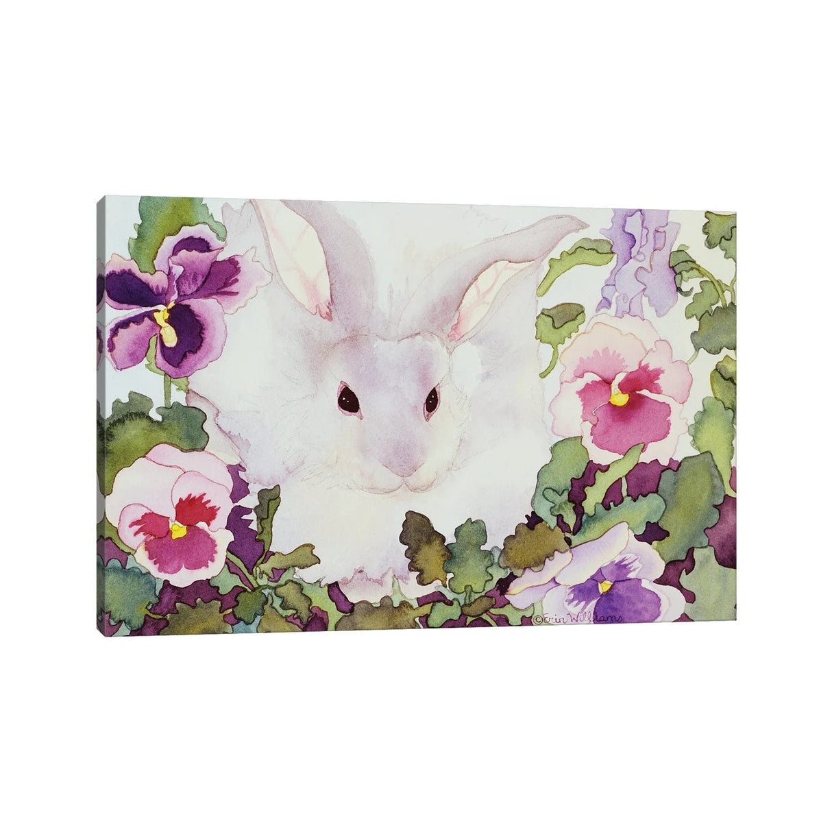 iCanvas "Bunny with Pansies" by Carissa Luminess Canvas Print