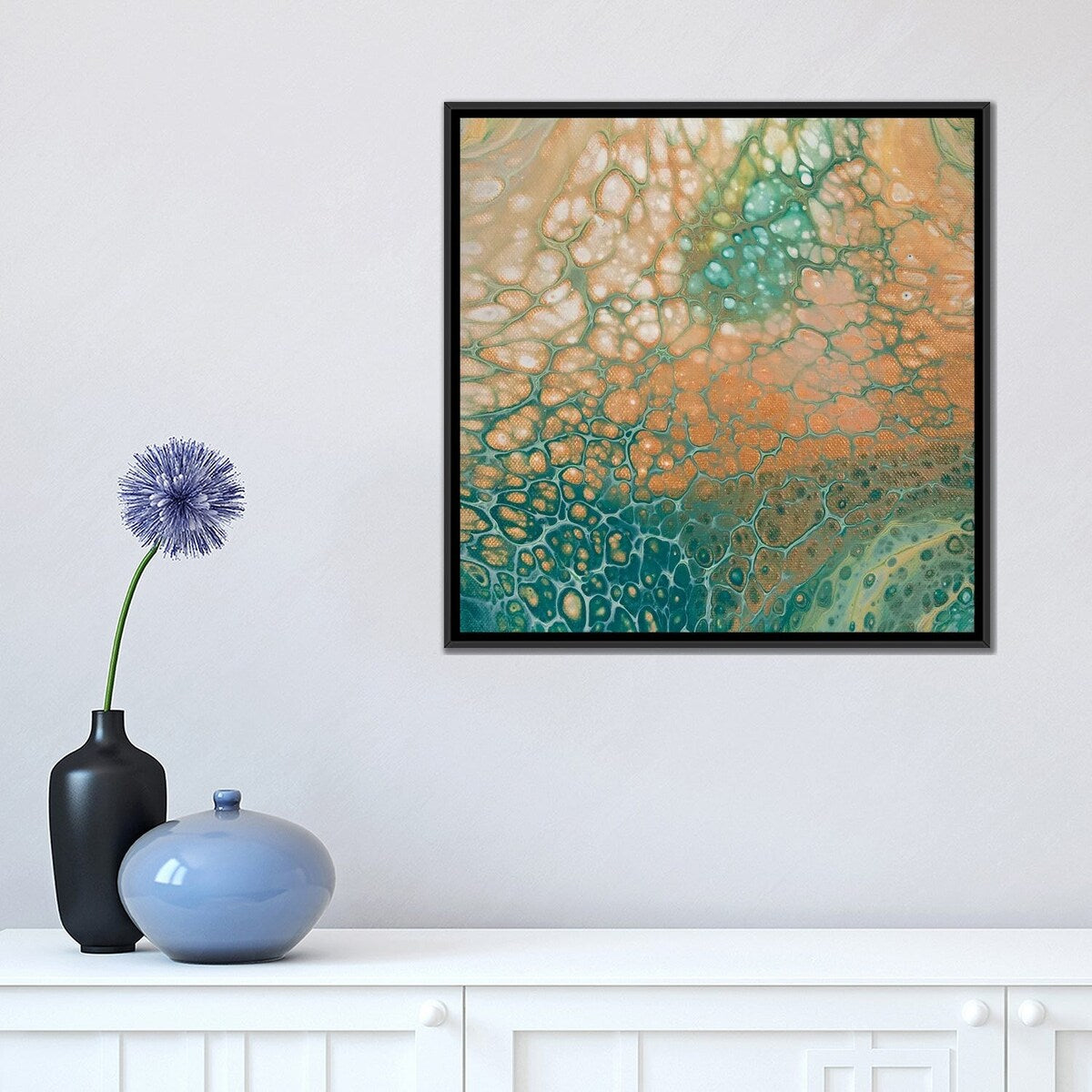 iCanvas "Caramel Teal Mesh" by Ocllo Mason Framed