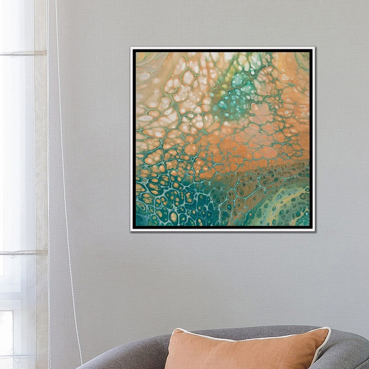 iCanvas "Caramel Teal Mesh" by Ocllo Mason Framed