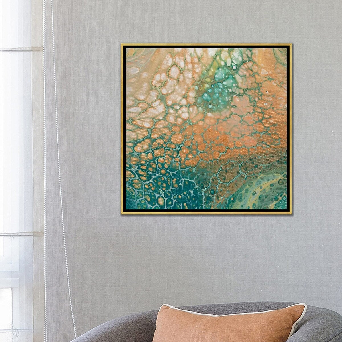 iCanvas "Caramel Teal Mesh" by Ocllo Mason Framed