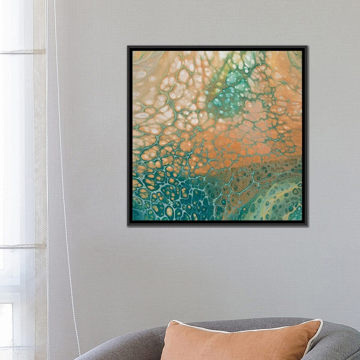 iCanvas "Caramel Teal Mesh" by Ocllo Mason Framed
