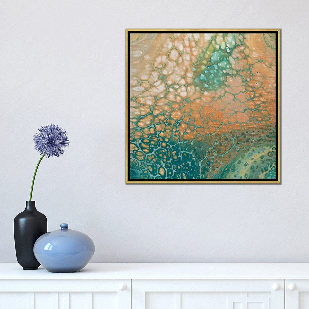 iCanvas "Caramel Teal Mesh" by Ocllo Mason Framed