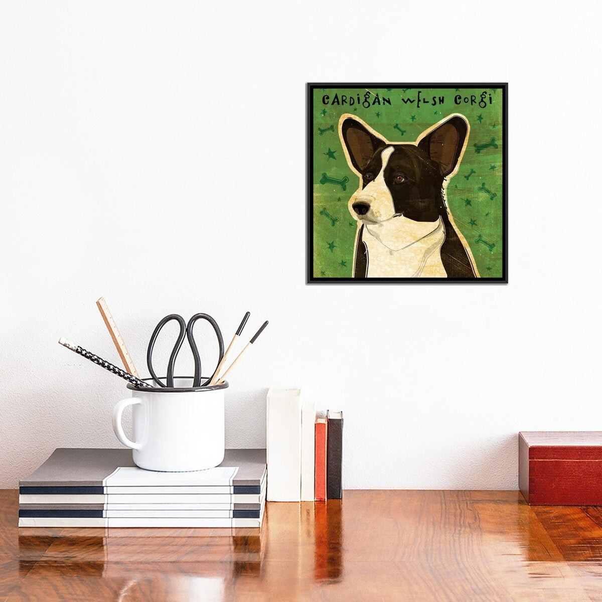iCanvas "Cardigan Welsh Corgi" by John Golden Framed Canvas Print