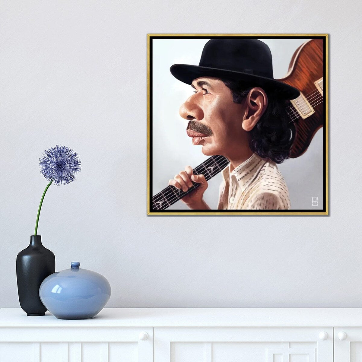 iCanvas "Carlos Santana" by Fernando Mendez Framed Canvas Print