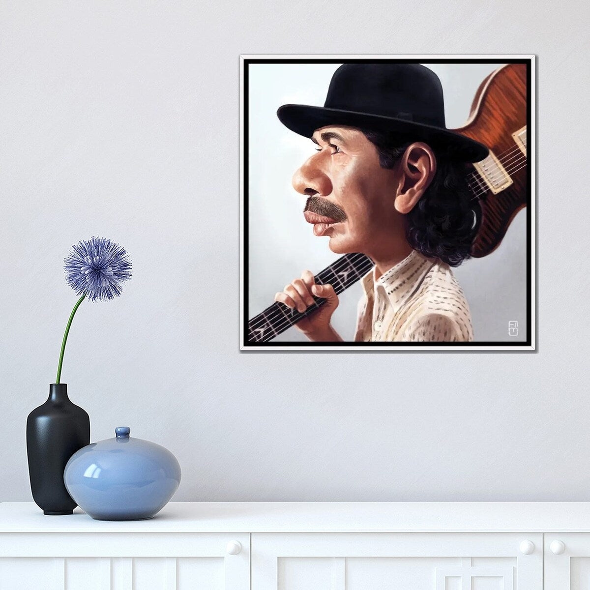 iCanvas "Carlos Santana" by Fernando Mendez Framed Canvas Print