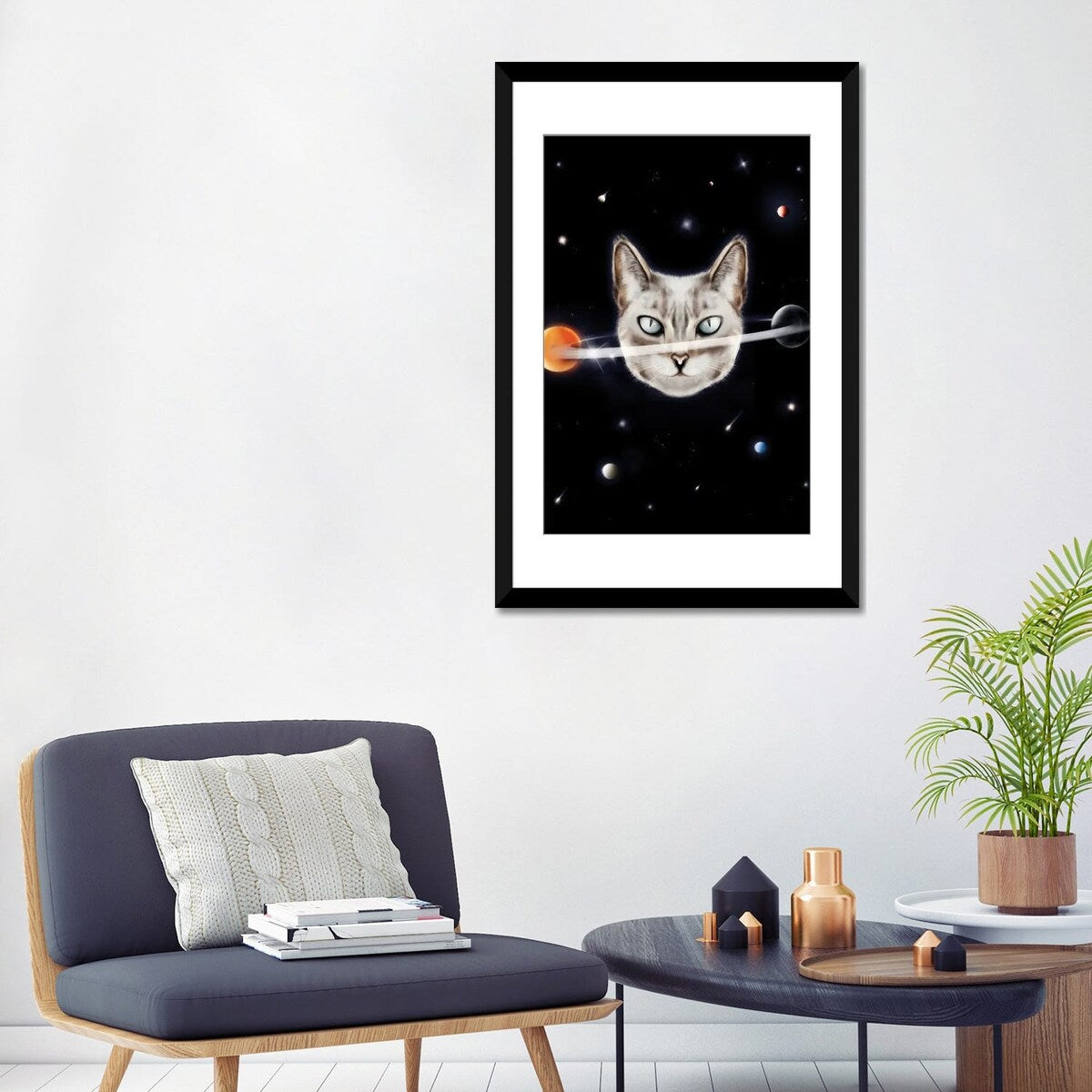 iCanvas "Cat Planet I" by Henrique Nobrega