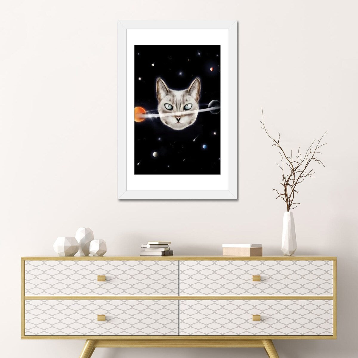 iCanvas "Cat Planet I" by Henrique Nobrega
