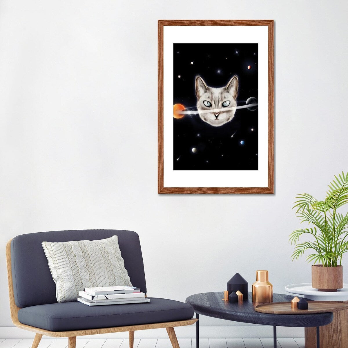 iCanvas "Cat Planet I" by Henrique Nobrega
