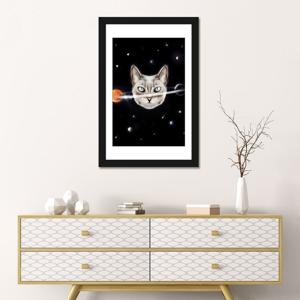 iCanvas "Cat Planet I" by Henrique Nobrega