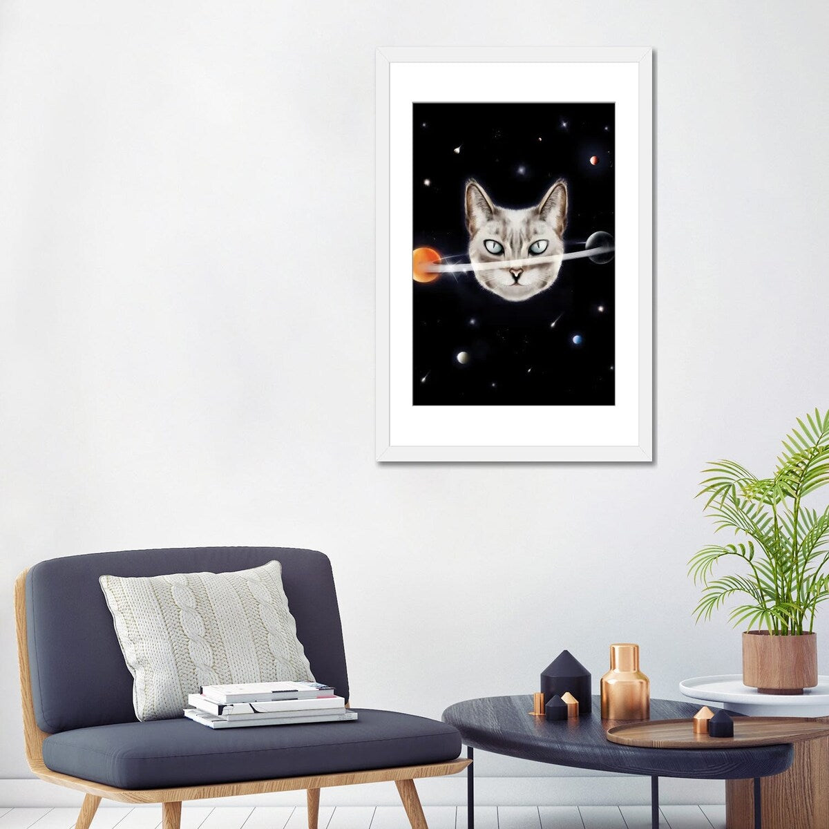 iCanvas "Cat Planet I" by Henrique Nobrega
