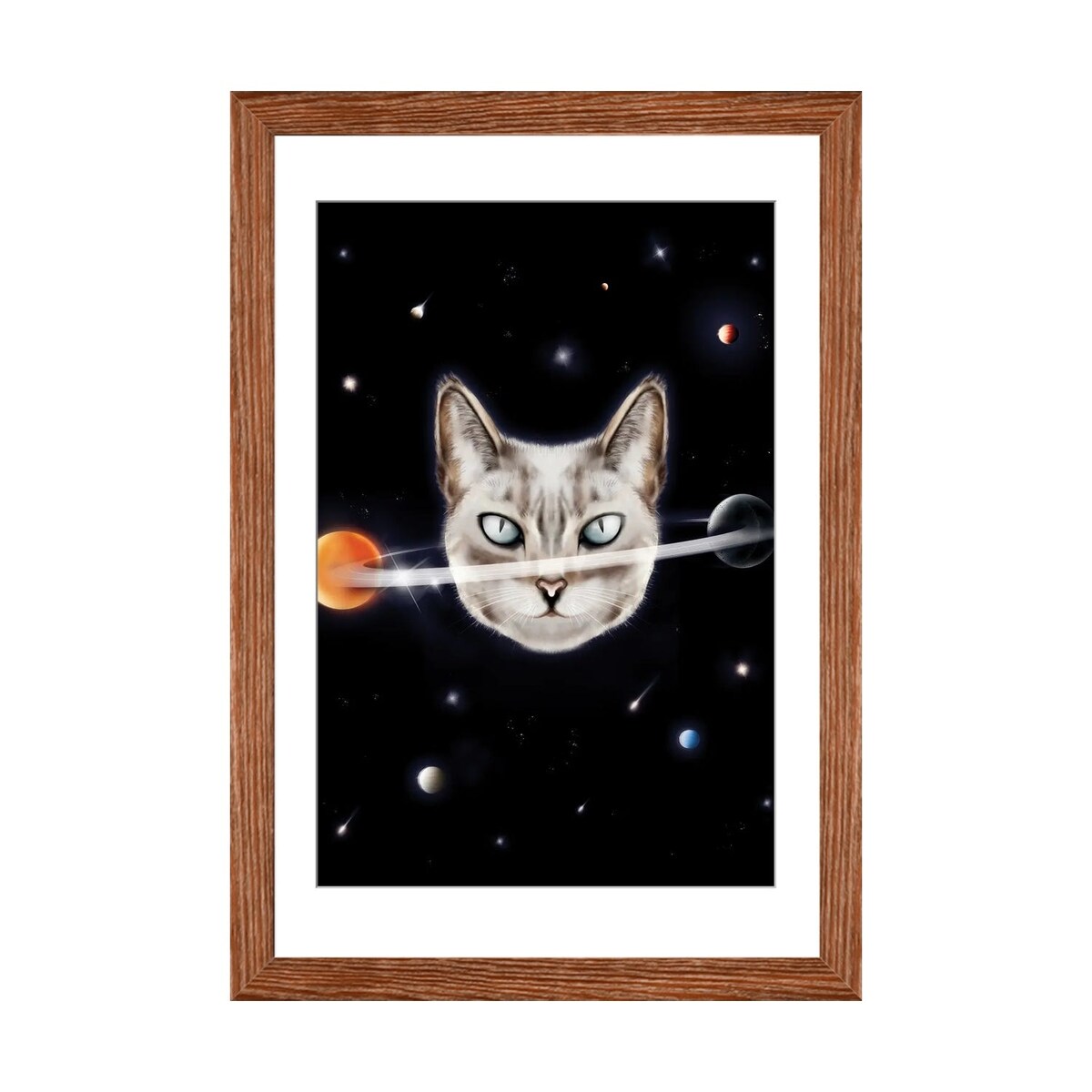 iCanvas "Cat Planet I" by Henrique Nobrega
