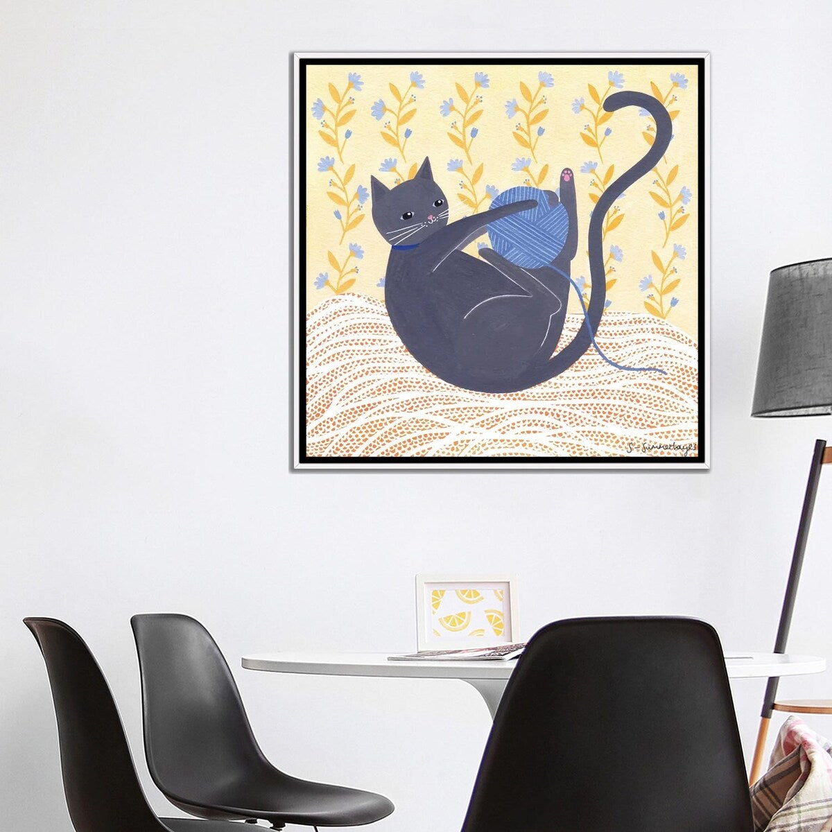 iCanvas "Cat With Wool" by Sian Summerhayes Framed