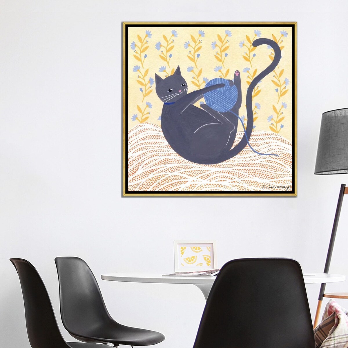 iCanvas "Cat With Wool" by Sian Summerhayes Framed