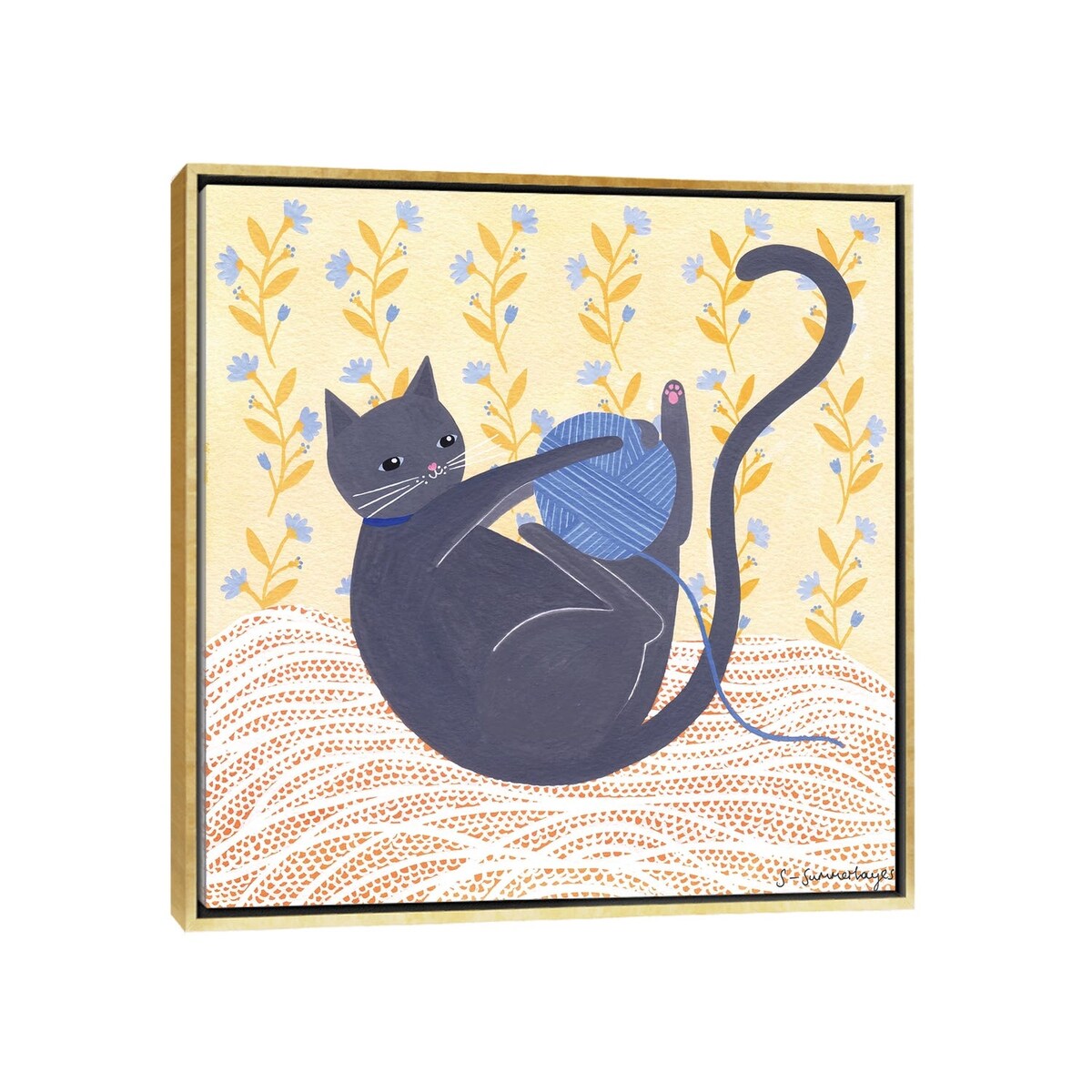 iCanvas "Cat With Wool" by Sian Summerhayes Framed