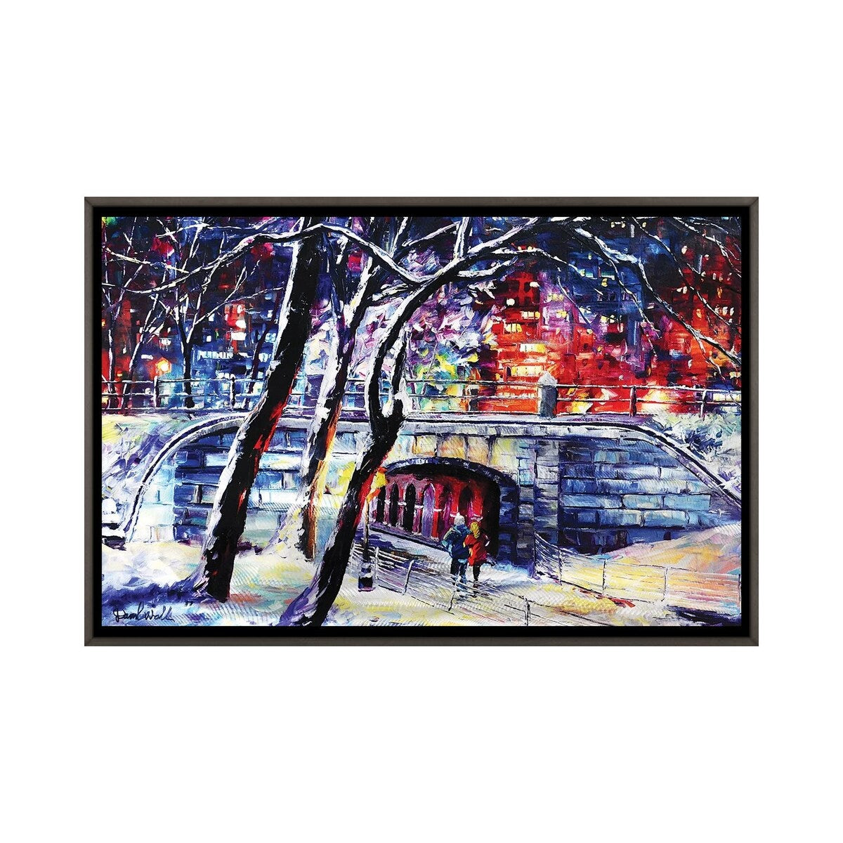iCanvas "Central Park - Snow Evening" by Daniel Wall Framed