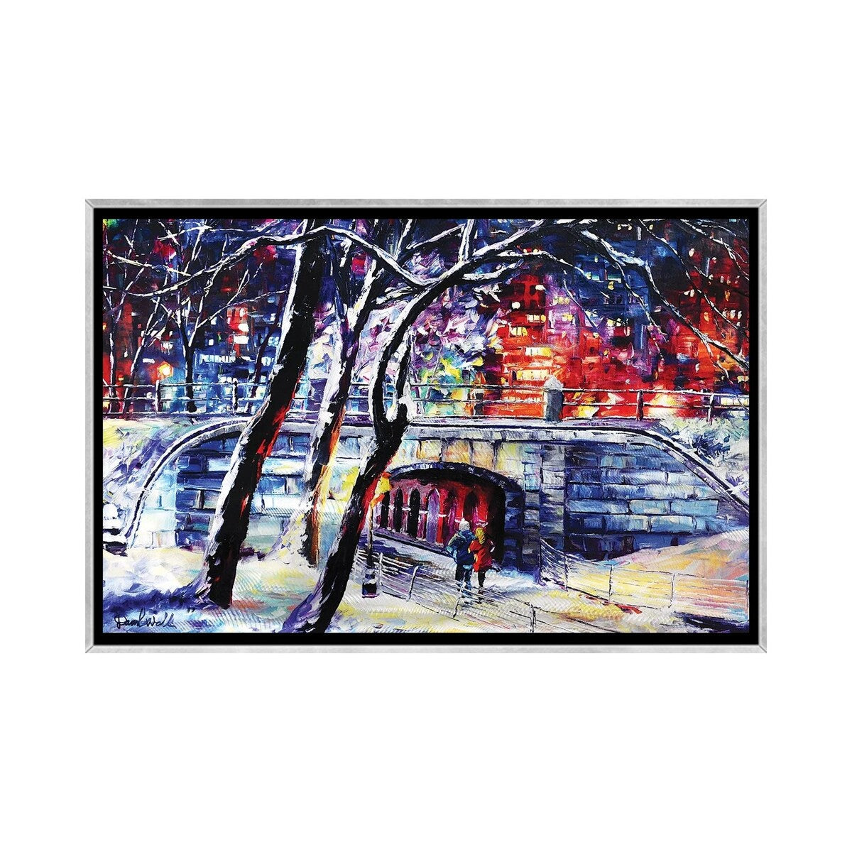 iCanvas "Central Park - Snow Evening" by Daniel Wall Framed