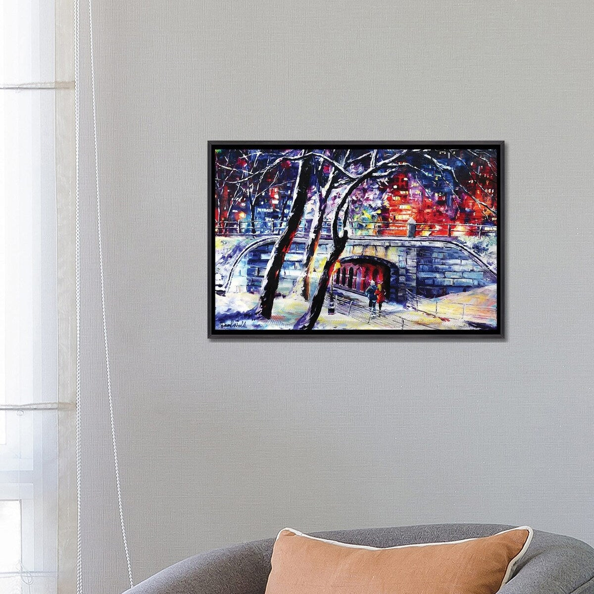 iCanvas "Central Park - Snow Evening" by Daniel Wall Framed