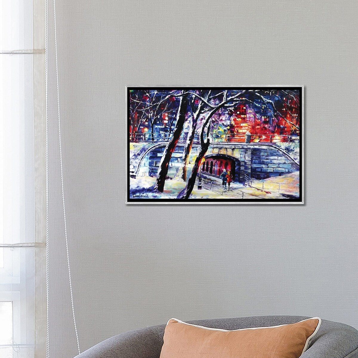 iCanvas "Central Park - Snow Evening" by Daniel Wall Framed