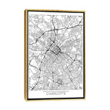 iCanvas "Charlotte Minimal Urban Blueprint Map" by Hubert Roguski Framed