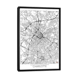 iCanvas "Charlotte Minimal Urban Blueprint Map" by Hubert Roguski Framed