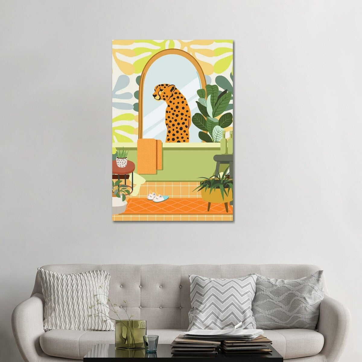 iCanvas "Cheetah In Matisse Bathroom Decor" by Jania Sharipzhanova Canvas Print