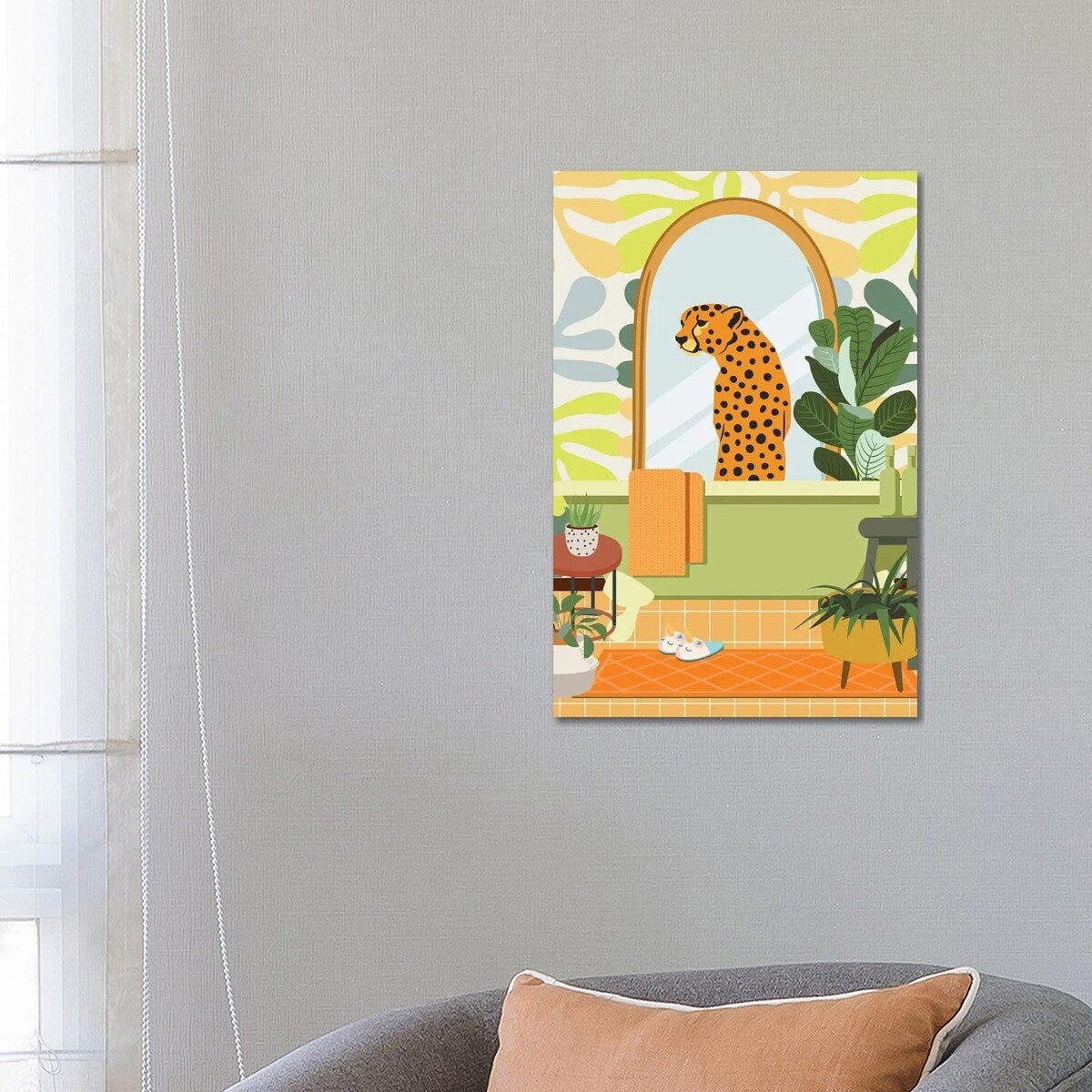 iCanvas "Cheetah In Matisse Bathroom Decor" by Jania Sharipzhanova Canvas Print
