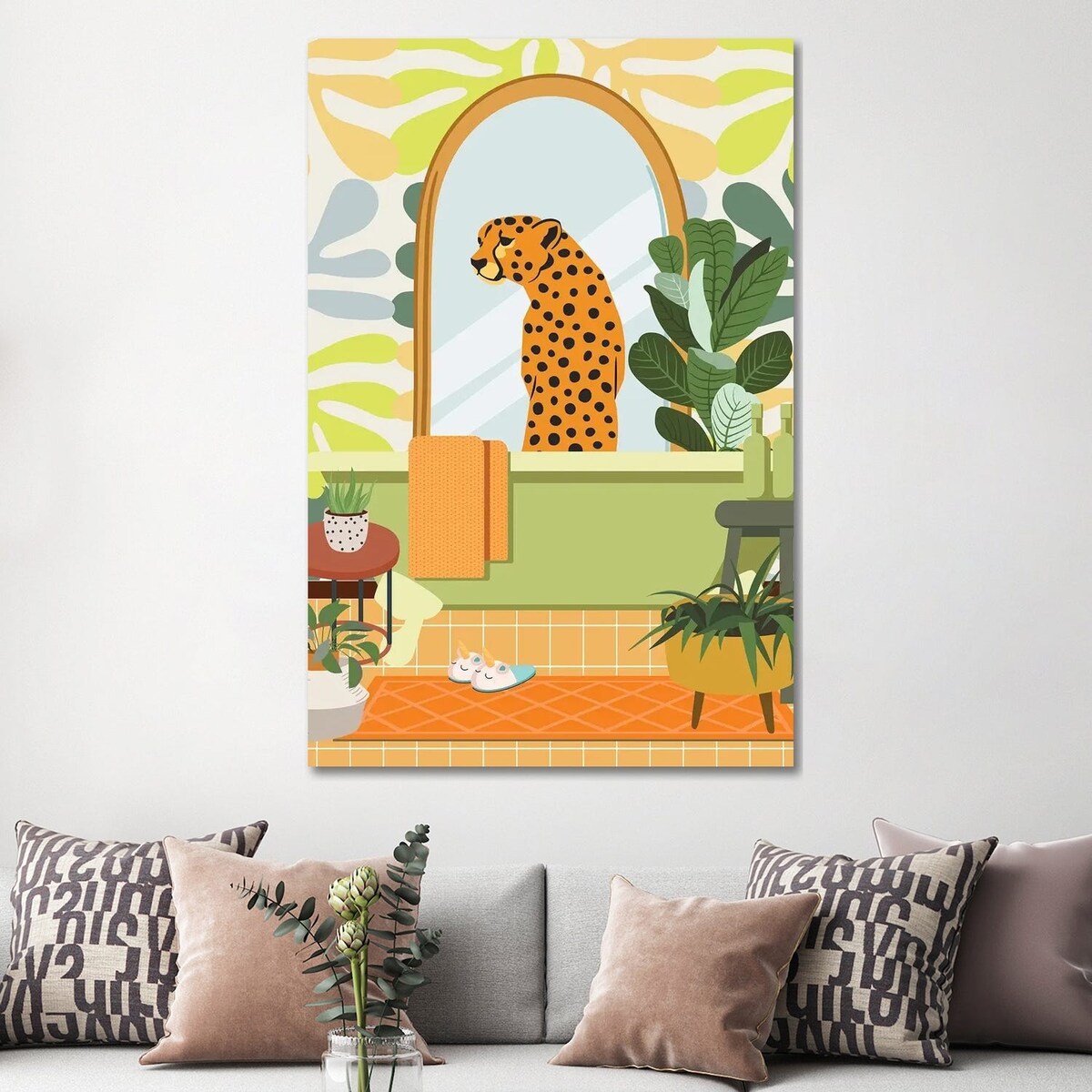 iCanvas "Cheetah In Matisse Bathroom Decor" by Jania Sharipzhanova Canvas Print