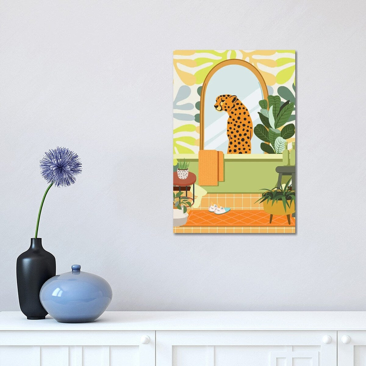 iCanvas "Cheetah In Matisse Bathroom Decor" by Jania Sharipzhanova Canvas Print
