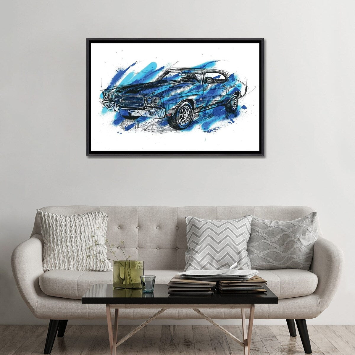 iCanvas "Chevelle SS 1970" by Frank Banda Framed