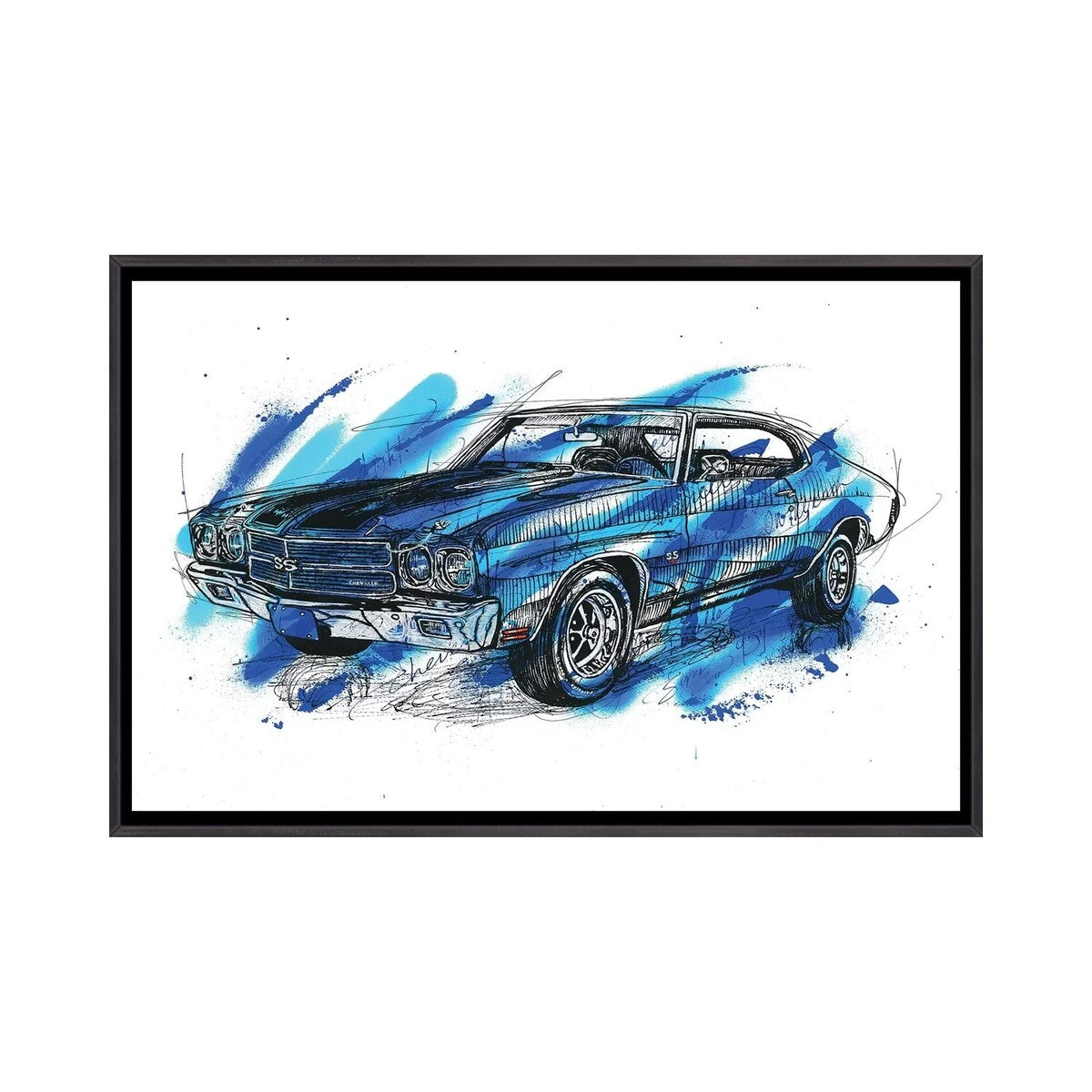 iCanvas "Chevelle SS 1970" by Frank Banda Framed