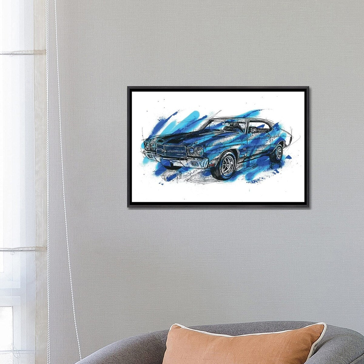 iCanvas "Chevelle SS 1970" by Frank Banda Framed