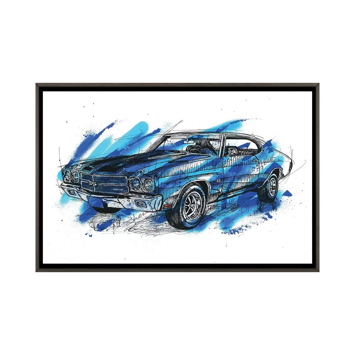 iCanvas "Chevelle SS 1970" by Frank Banda Framed