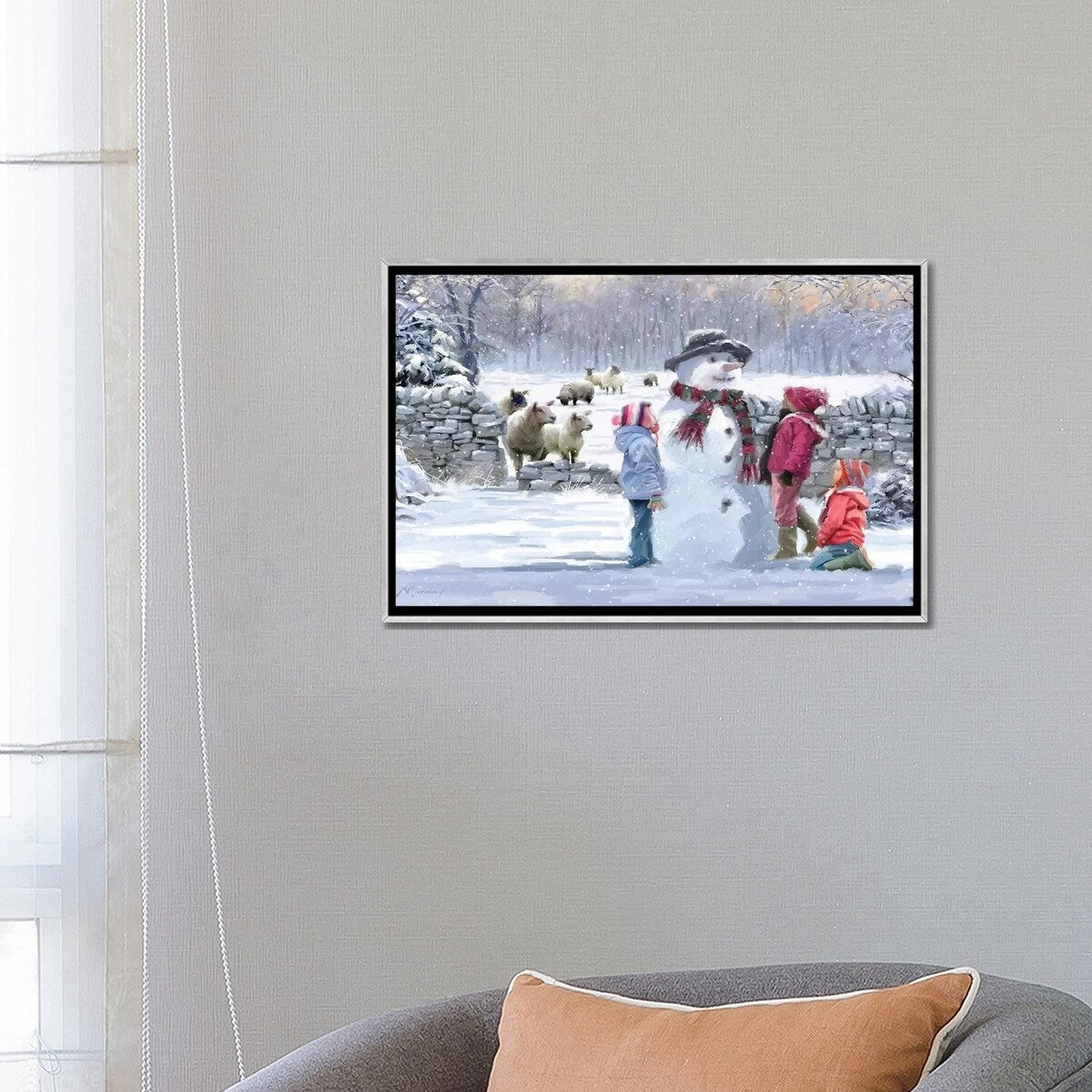 iCanvas "Children Building Snowman" by The Macneil Studio Framed