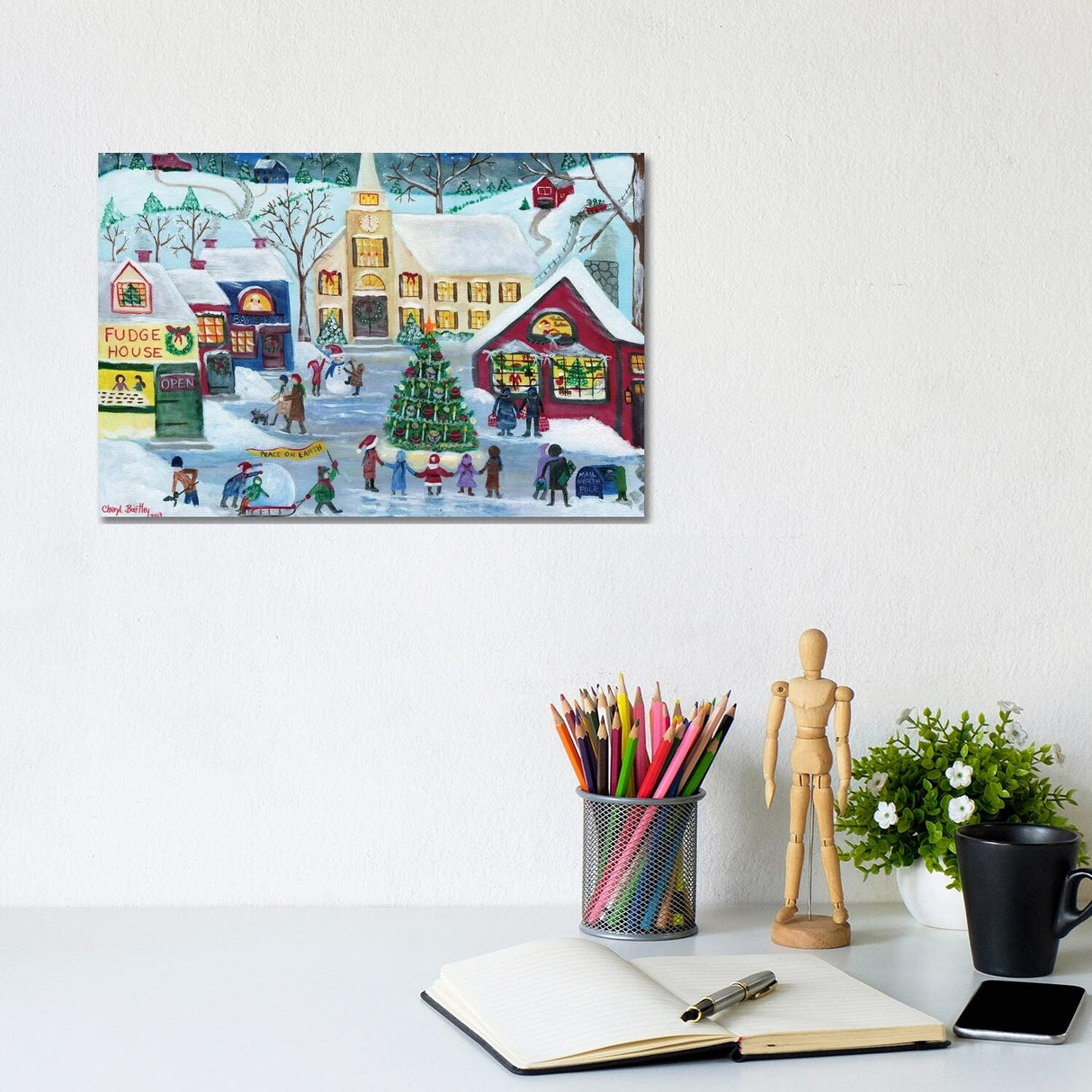 iCanvas "Christmas Holiday Shopping Village" by Cheryl Bartley Canvas Print